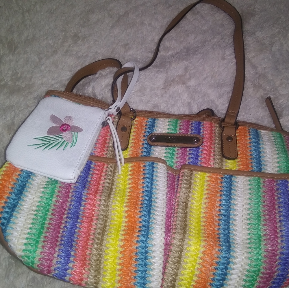 NWOT, Rosetta handbag, multi colored w/ coin purse